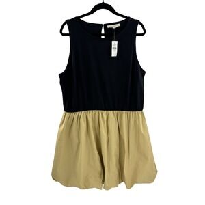 LOFT‎ Black Tan Sleeveless Two Tone Bubble Hem Dress XXL